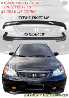  Civic 4dr Type R Front + RS Rear Bumper Lip Combo (Fits: Honda Civic 