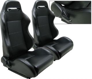 PAIR BLACK LEATHER RACING SEATS ALL HONDA NEW (Fits S2000)