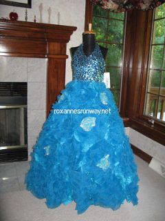 Tiffany 13324 Turquoise Aqua Girls Pageant Ball Gown