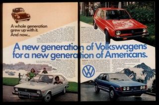 1977 VW Volkswagen Scirocco Dasher Rabbit & old Beetle car photo ad