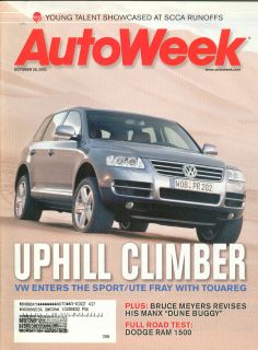 AutoWeek Mag Oct 28, 2002   VW Touareg   Manx Dune Buggy   Maxnter 2+2 