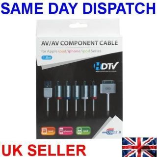 COMPONENT HDTV CABLE FOR APPLE iPHONE 3G 3GS 4G 4S iPAD 2 3 TOUCH iPOD 