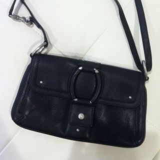 Black Leather Sigrid Olsen Purse Handbag w/Adjustable Strap