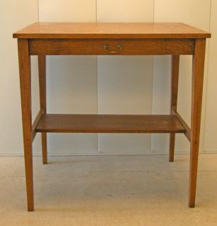Antique Oak Coffee Table Library Quartersawn tiger oak with drawer 