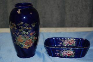 Cobalt Blue, Lady Angela, China Vase and Kutani Soap Dish   S3485