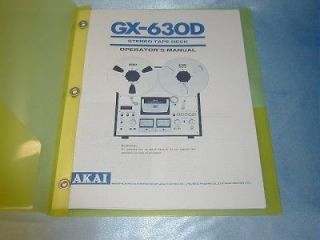 AKAI GX 630D REEL TO REEL TAPE DECK OPERATORS MANUAL