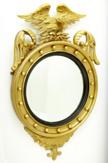 VICTORIAN CONVEX MIRROR WITH CARVED WOOD EAGLE