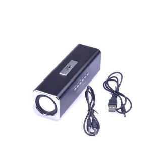 Portable Black Mini Speaker MP3 USB Micro SD Card + FM Radio Player