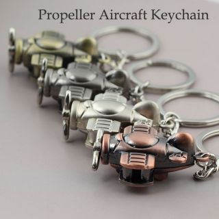 Classic Propeller Aircraft Air Plane Keychain Key Chain Ring Key Fob 