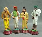 Set Of 4 Indian Mini Hand Painted Clay Figurines Toys Vivid 4 5 Ht 