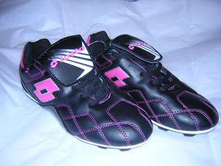 New Youth, Kids Lotto Sport Soccer Cleats Lace Up Black/Pink Size 2 