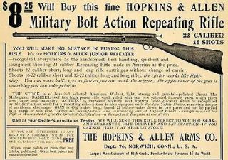 1907 Ad Military Bolt Action Repeating Rifle 22 Caliber   ORIGINAL 
