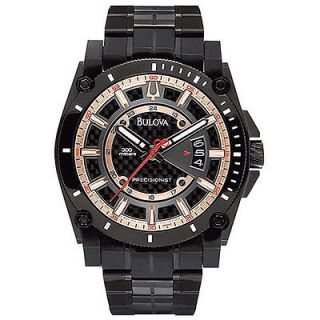 BULOVA PRECISIONIST CHAMPLAIN COLLECTION BLACK ION PLATED MENS WATCHES 