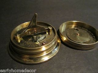   Antique Solid Brass Timekeeping Sundial with Top Pocket Compass Watch