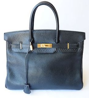 Auth Hermes black ardeen BIRKIN 35 CM GoldHW shopper handbag purse 