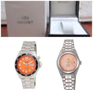 NEW ORIENT AUTOMATIC SILVER DIVER WATCH ONE MEN 1 LADY WATCHES AND 2 