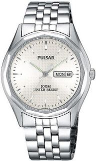 Pulsar By Seiko Silver Tone Silver Dial Date WR 100m Mens Sport Watch 