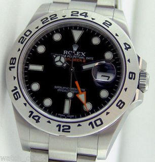 Rolex Mens Explorer II Black Dial, Orange Hand 216570 42mm Watch Chest