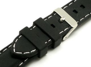22mm Black Silicon Rubber Watch Band for SWISS ARMY
