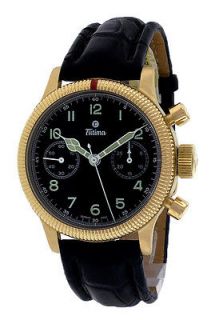 Tutima Flieger Chronograph 18K Gold Black Men’s Watch 753 01