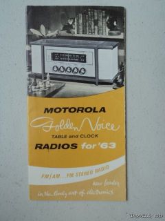 1963 MOTOROLA Table and Alarm Clock Radio Catalog Brochure   20 Models 