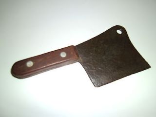 Vintage Heavy Duty Butcher Meat Cleaver knife antique primitive wood 
