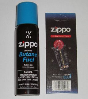 Zippo 1.48 oz Lighter Butane Fuel Fluid BLU + 6 Flint 