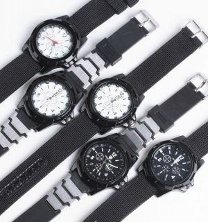   Fashion Racing Force Military Sport Men Officer Fabric Band Watch