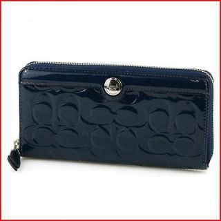 NWT Coach Gallery Cobalt Embossed Patent Leather Zip Around Wallet 