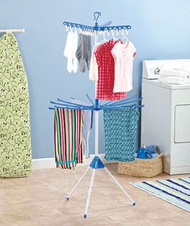 FREE STANDING FOLDING LAUNDRY CLOTHES HANGER CLOTHESLINE 2 TIER 24 