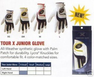 TOUR X JUNIOR All weather GOLF GLOVES LH/RH ALL Ages Kids & youth S M 