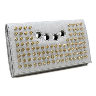 EVENING BAG CLUTCH STUDS SPIKES FAUX LEATHER DESIGNER INSPIRED