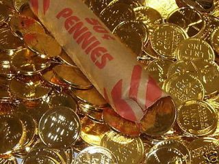   ROLL )  24k GOLD CLAD WHEAT PENNIES   COLLECTORS COINS GREAT GIFT