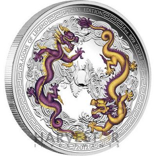 2012 DRAGONS OF LEGEND   SPECIAL EDITION 2012 5OZ CHINESE DRAGON COIN