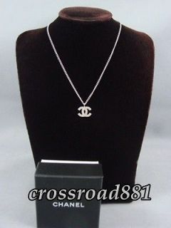 Newly listed Authentic Chanel CC logo Silver Necklace Very Good 