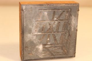 Antique Vintage Print Press Wood Block Lead Face Crate Assembly NO 