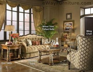 AICO Villa Valencia Wood Trim Tufted Sofa Formal Living Room Furniture