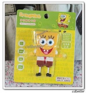   Spongebob All In 1 Computer Memory Card Reader 4 Card Slots USB 2.0