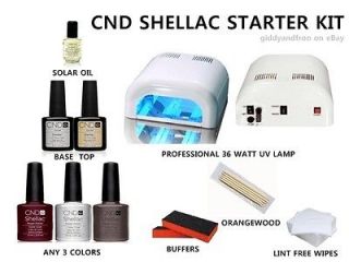 Authentic CND Shellac 9 Pc Starter Kit with any 3 colors base top 