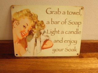 Bathroom Metal sign Vintage chic shabby home plaque decorative gift 