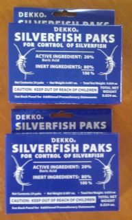   of Dekko Silverfish Paks Pest Control Boric Acid Bait 24 baits per Box