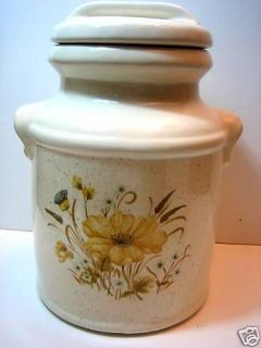 Cookie Jar Ceramic Old Milk Can Style Floral Front