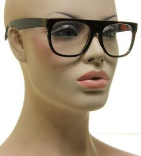 New Cool Old Fashion Vintage Eyeglasses Brown Tortoise Frame Clear 