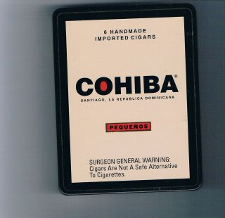 COHIBA HANDMADE ~ PEQUENOS CIGAR TIN ~ WITH GOLD FOIL LINER.
