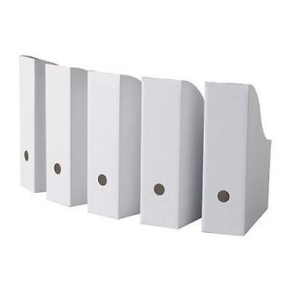 New Ikea FLYT 5 Pcs Magazine / File Holder White Book Paper Organizer