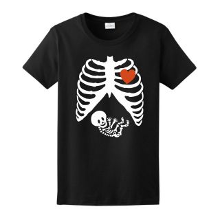 Pregnant Skeleton Halloween Costume LADIES T Shirt Maternity Baby Cute 