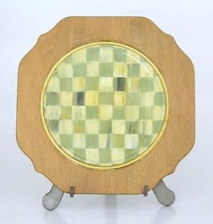MacKenzie Childs Courtley Check Wood Charger / Cheese Fruit Plate