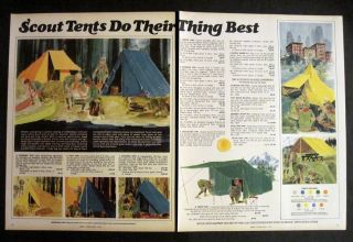 Vintage 1970 Boy Scouts Camping Tents Illustrated Official Equipment 