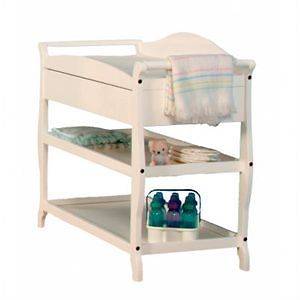Stork Craft Aspen Sleigh Changing Table with Drawer in White