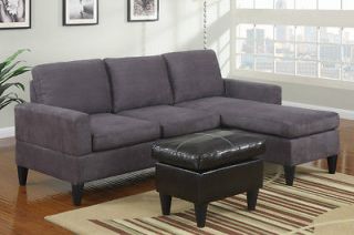   Sofa Sectional couch in Grey Microfiber couches W/ Free Ottoman